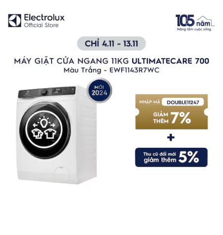 Máy giặt cửa ngang 11kg UltimateCare 700 - Trắng  (EWF1143R7WC)